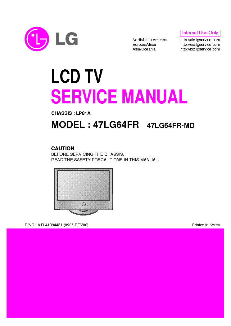 LG 47LG64FR[-MD] CHASSIS LP81A service manual (1st page)